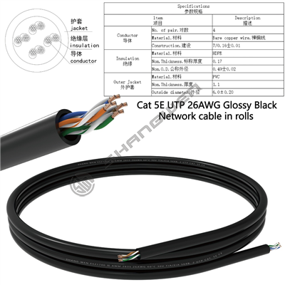 Cat5E UTP Glossy Black 26AWG Basic version